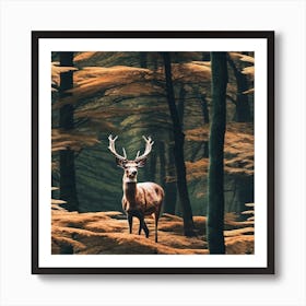 Deer In The Forest 32 Art Print