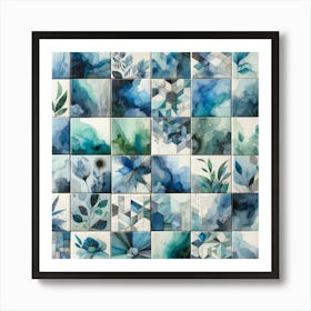 Blue Tile Wall Art Art Print