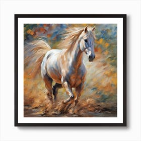 White Horse Running 2 Art Print