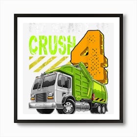 Garbage Truck 4th Birthday Party Birthday Boy Gift For Kids Art Print