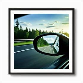 Sky Automobile Highway View Speed Traffic Transportation Mirror Travel Road Black Vehicle (2) Art Print