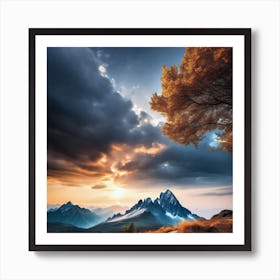 Sunset In The Mountains 59 Art Print