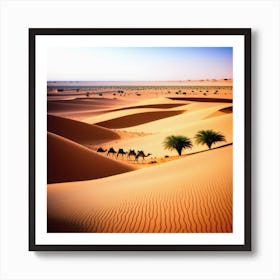 Camels In The Desert Art Print