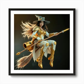 Witch On A Broom Art Print