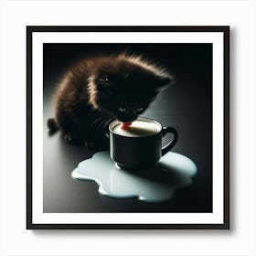 Kitten Drinking Milk 1 Art Print