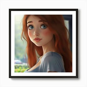 Cute Girl With Red Hair Art Print