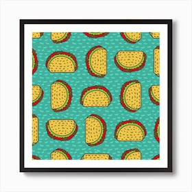 Taco Drawing Background Mexican Fast Food Pattern Art Print