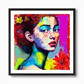 Girl With Flowers 4 Art Print