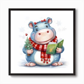 Christmas Hippo 1 Art Print