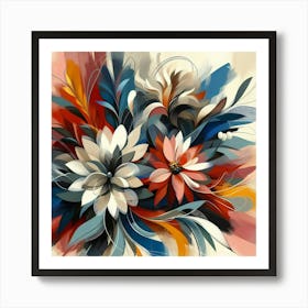 Abstract Floral Composition With Bold Brushstrokes And Vivid Colors, Style Abstract Expressionism 1 Art Print