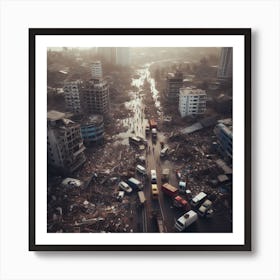 Aerial View Of A Destroyed City Art Print