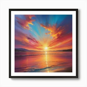 Sunset Over The Sea Paintings Art Print 1 Art Print