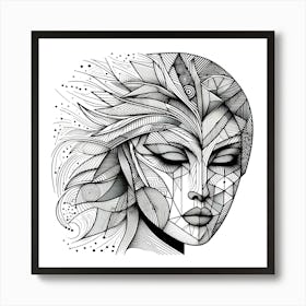 Abstract Woman Head Art Print