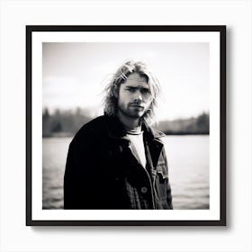 Black And White Photograph Of Kurt Cobain  Art Print