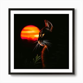 Cat In The Sunset Art Print