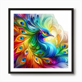 Colorful Peacock Head - Wild Bird Artwork 168 Art Print