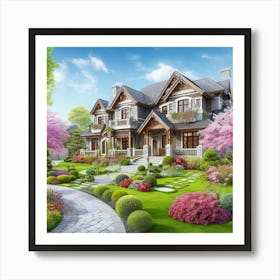 3d Rendering Of A Farmhouse in 1800s Art Print