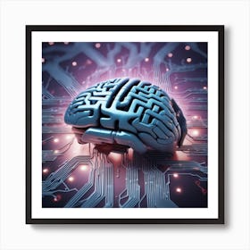 Brain On Circuit Board 7 Art Print