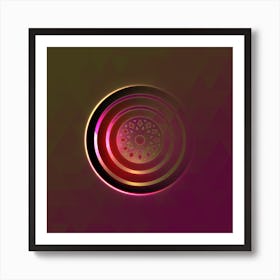 Geometric Neon Glyph on Jewel Tone Triangle Pattern 017 Art Print