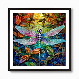 Dragonfly Stained Glass Art Print