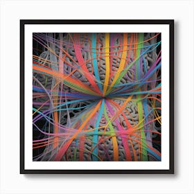 Brain With Colorful Strands Art Print