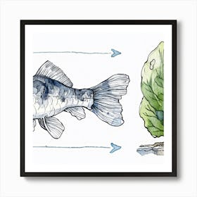 Illustration Of A Fish And Plant Art Print