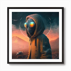 Alien in Hoodie Art Print