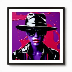 Purple Woman In Hat Art Print