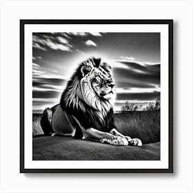 Lion In Black And White Art Print