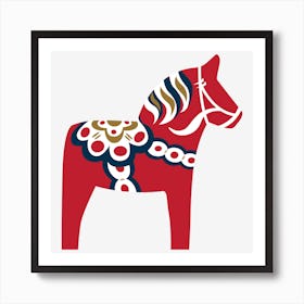 Swedish dala horse red Art Print