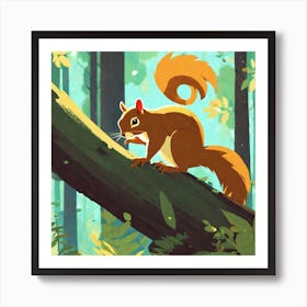 Squirrel In The Forest 37 Art Print