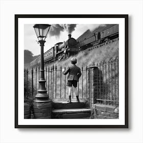 Boy And A Train Art Print