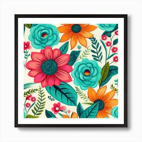 Floral Wallpaper 1 Art Print