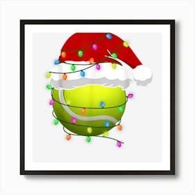 Funny Christmas Santa Hat Tennis Sport Xmas Boys Men Art Print