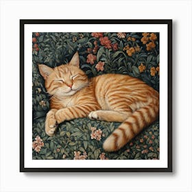 Cat Sleeping Art Art Print