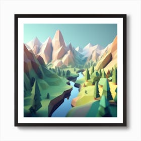 Low Poly Landscape 4 Art Print