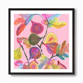 Fig Pink Square Art Print