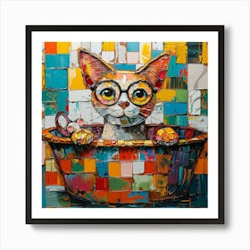 Cat In A Basket 4 Art Print