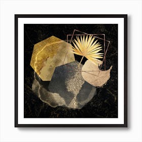 Gold Leaf Geo Botanical 1 Art Print