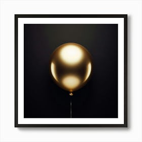 Gold Balloon Isolated On Black Art Print