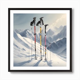 0 Ski Poles Crossed Vectors Art Print