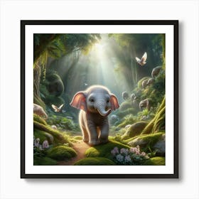 Elephant In The Forest 3 Art Print