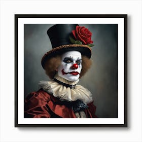 Clown with Red Rose Affiche