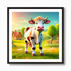 Cow In A Field Art Print