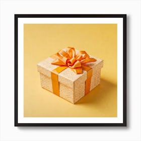 Gift Box On Yellow Background 2 Art Print