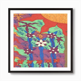 Bohemian Flowers Drawing Art Print