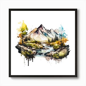 Watercolor Landscape Painting 1 Art Print