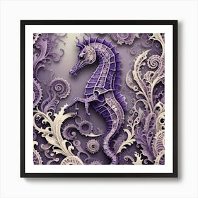 Purple Seahorse Art Print