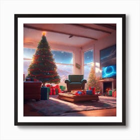 Christmas Tree In The Living Room 65 Art Print