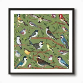 Birds On A Branch Art Print